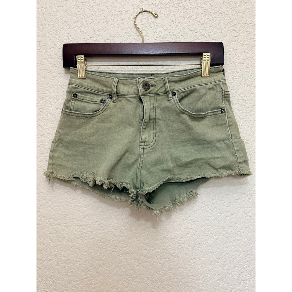 Bullhead High Rise Sage Green Denim Cutoff Shorts, Size 7